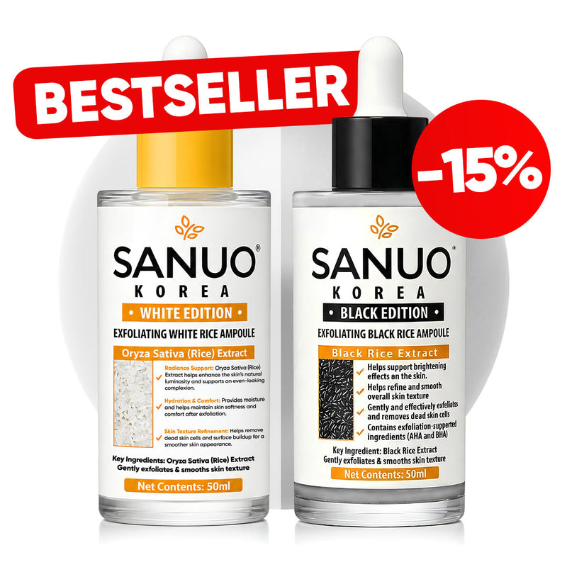 SANUO Black & White Rice Ampoule Duo | Korean Exfoliating Set